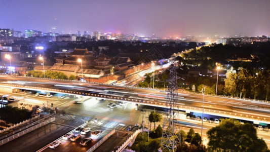 城市之巅北京雍和宫之夜景延时摄影GIF高清图片