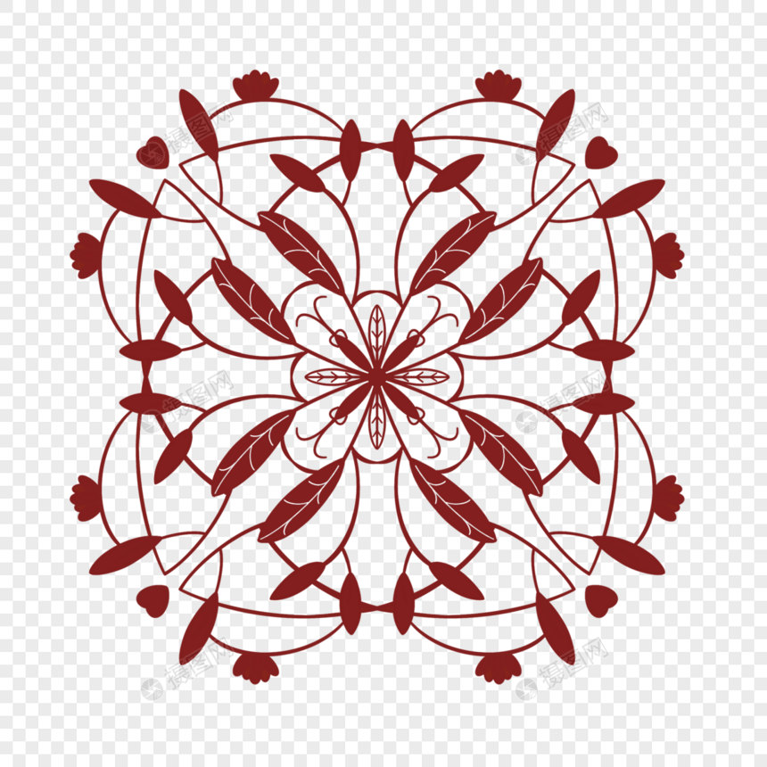 红色中式花纹图片