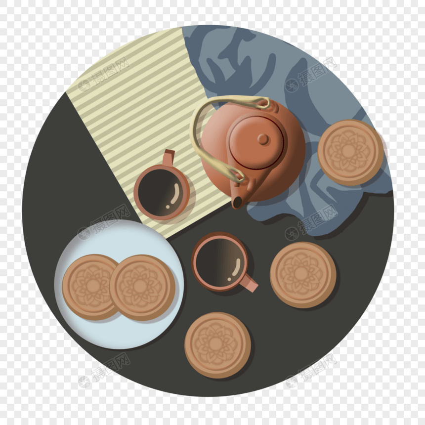 中秋节月饼和茶水图片