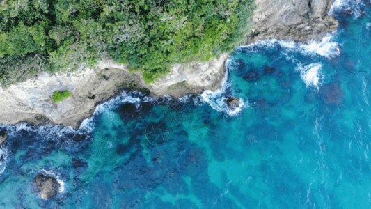 东南亚海岛长滩岛海岸礁石边GIF高清图片