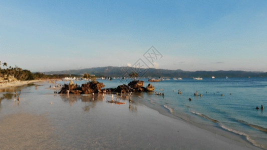 东南亚海岛长滩岛海滩浴场GIF高清图片