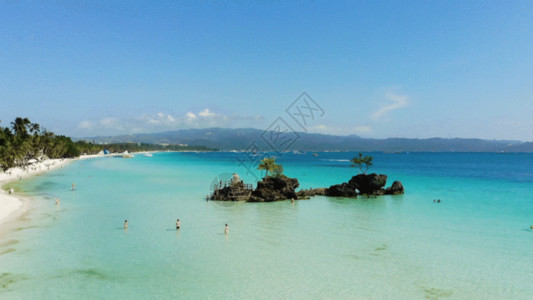 海滩帆船菲律宾长滩岛沙滩浴场GIF高清图片