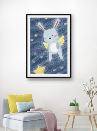 可爱小兔子可爱卡通动物装饰画模板