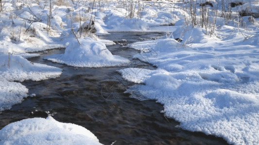 日落雪景冰雪融化GIF高清图片