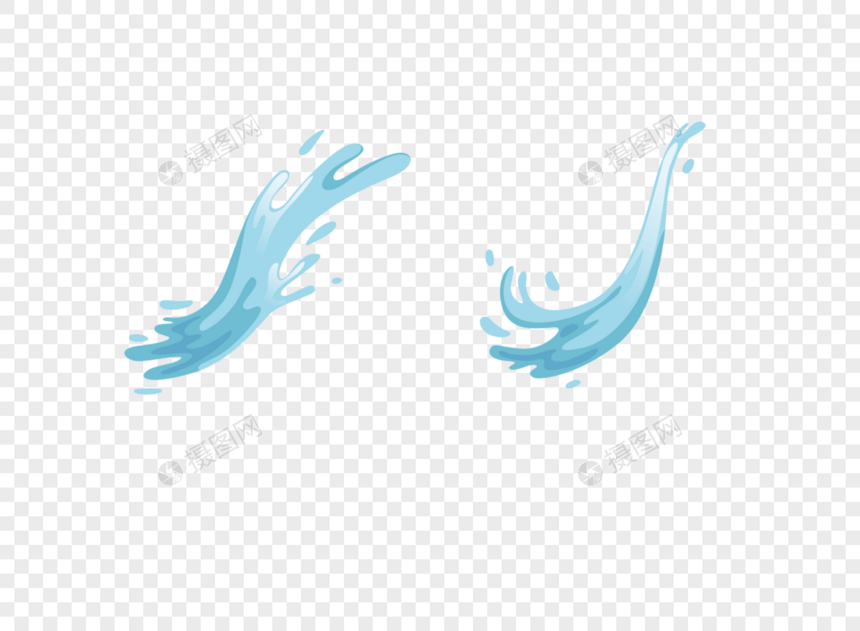 蓝色溅起的水波纹元素图片