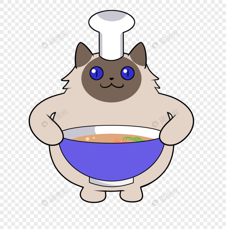 厨师煮面捧碗猫料理图片