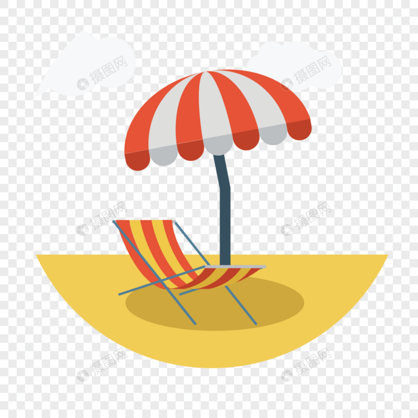 躺椅遮阳伞矢量图标图片