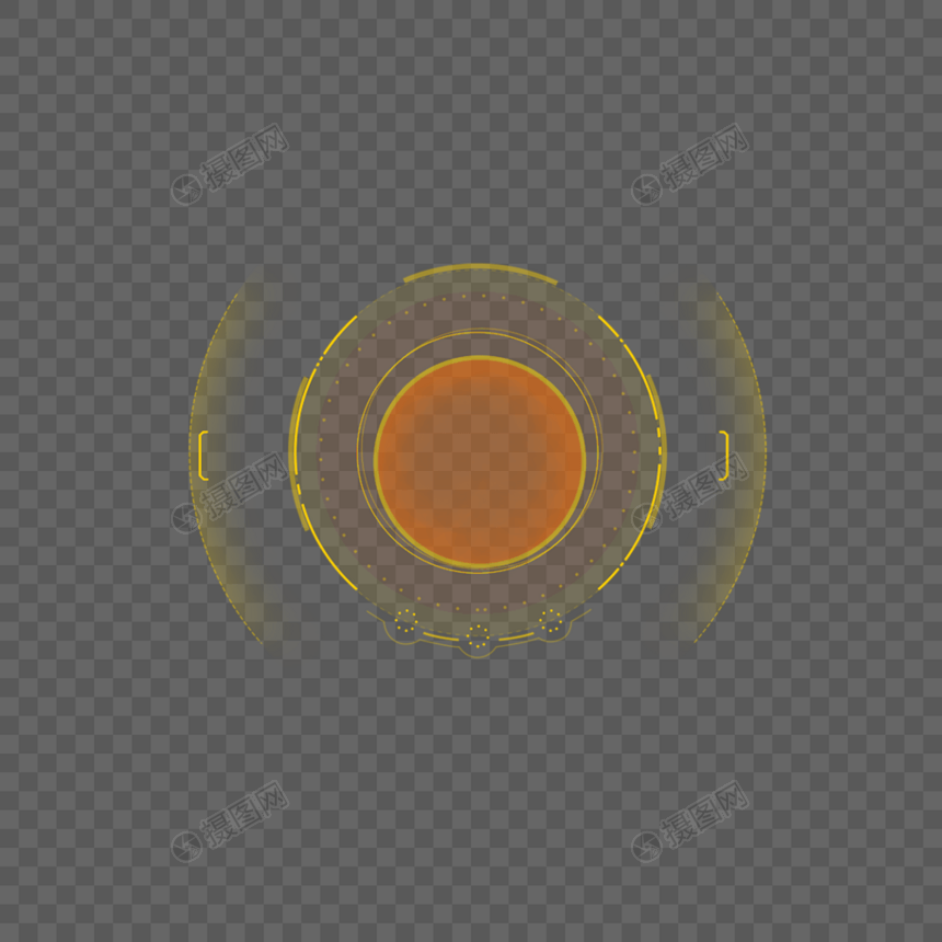 橙色光圈效果元素图片