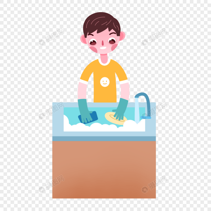 洗碗男孩图片
