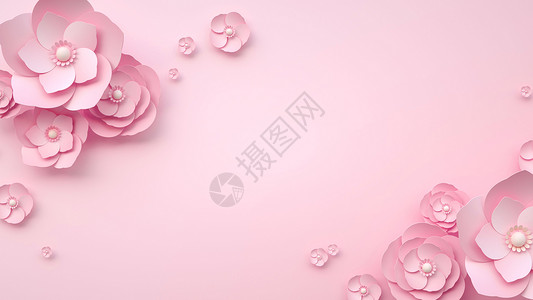 桃花仙境浪漫花语浮雕背景设计图片