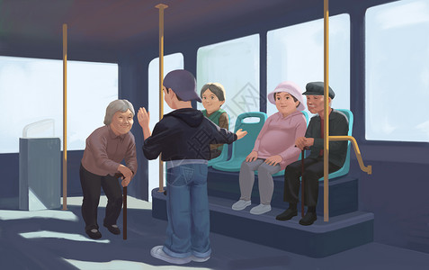 公交车关爱老人图片