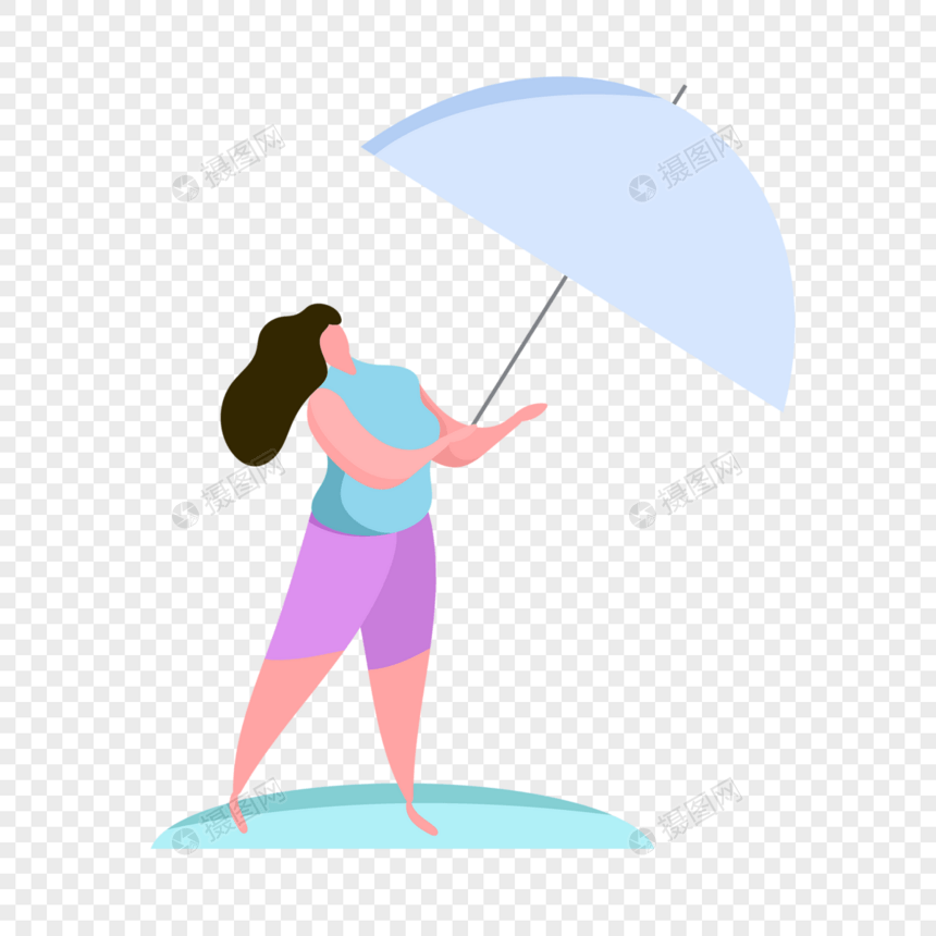 海边打伞遮阳图片