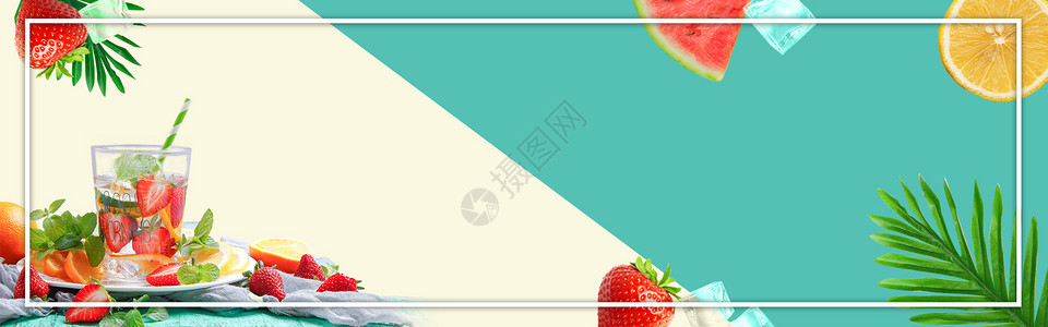 草莓水果蛋糕夏季水果背景设计图片