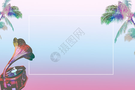 虚幻色彩椰子树时尚色彩背景设计图片