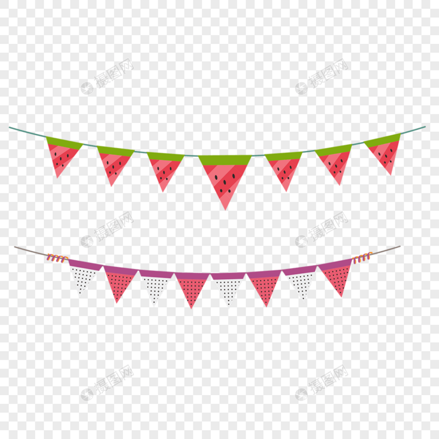 创意彩旗水果火龙果西瓜装饰图案可爱图片