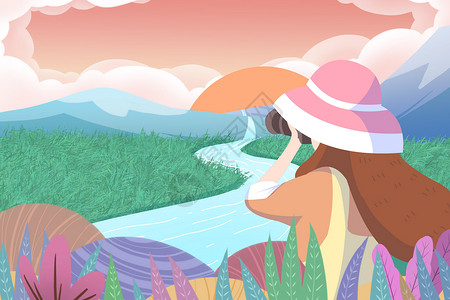 微信公众号开发夏日暑假旅途摄影插画插画