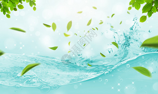 清爽绿色清凉水背景设计图片