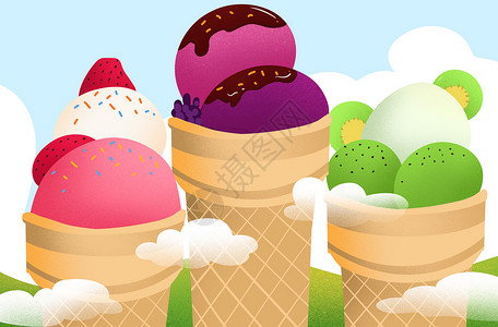 小清新手绘冰淇淋插画图片