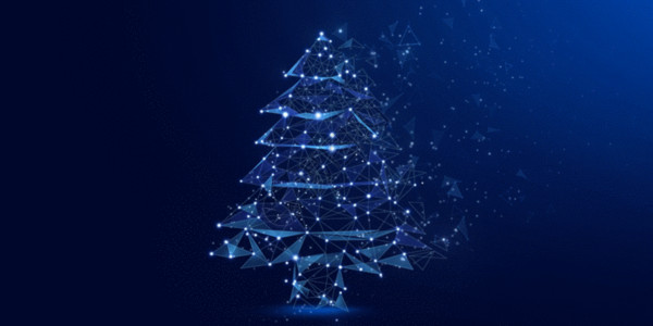 绯色的碎片圣诞树科幻场景GIF高清图片