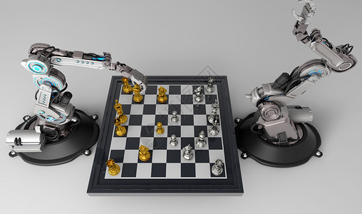 下棋的机器人背景图片