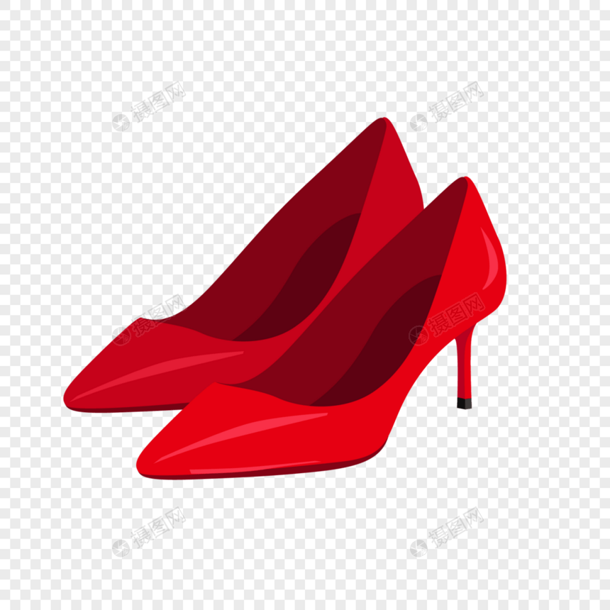 手绘女生红色高跟鞋图片