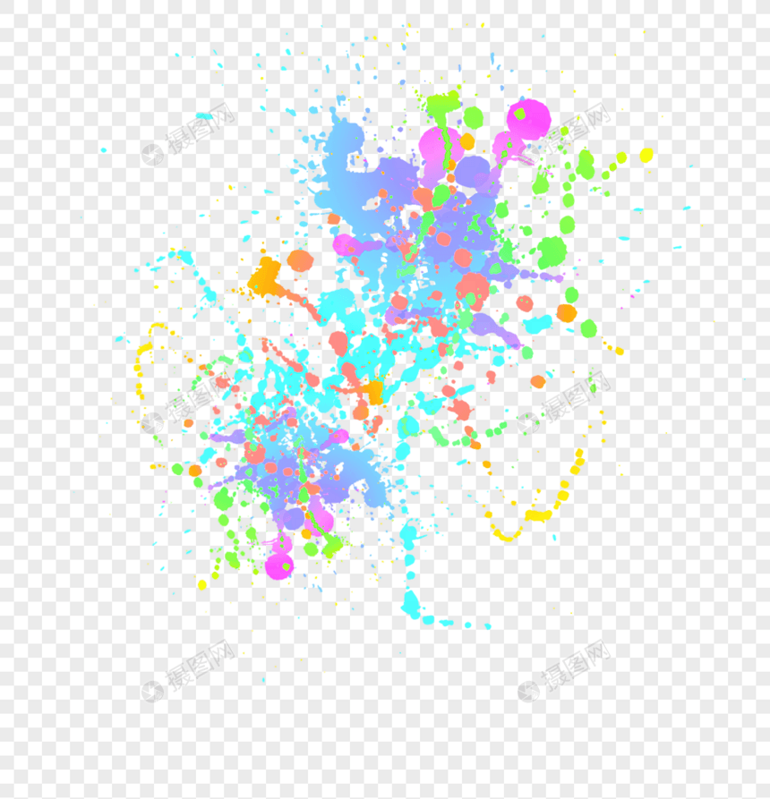 彩色颜料泼撒效果元素图片