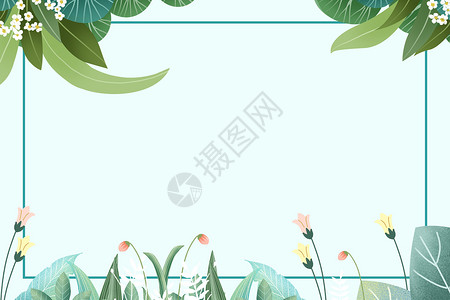 绿色小清新鲜花绿色叶子小清新植物背景设计图片