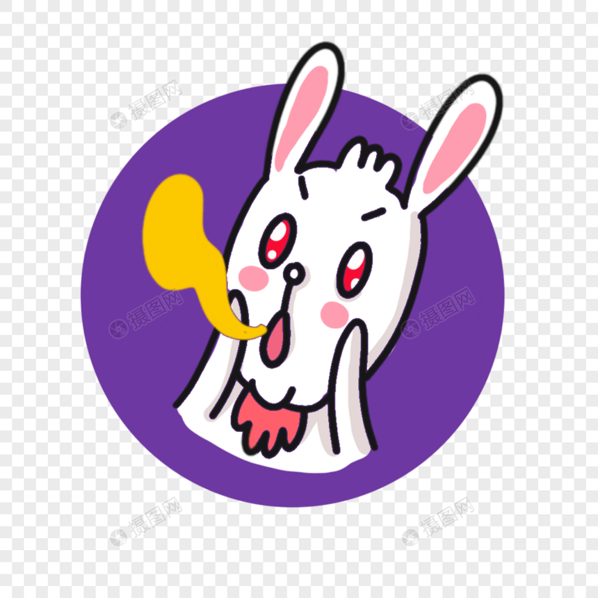 卡通兔兔表情包打嗝图片