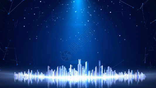 星座双子座蓝色科技粒子城市gif高清图片
