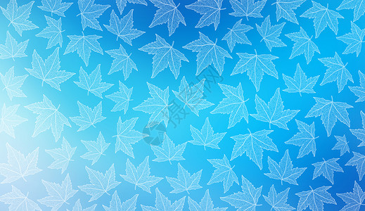 蓝色树叶图案小清新叶子背景设计图片