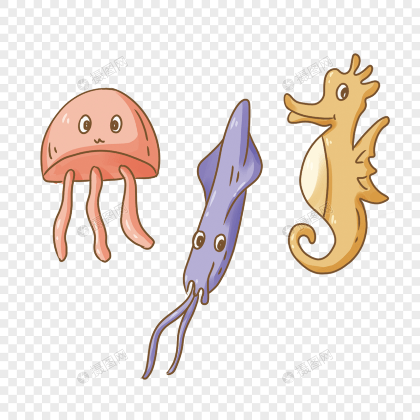 海底动物卡通图片