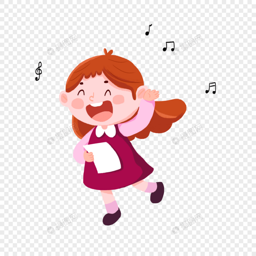 一个可爱女孩在唱歌