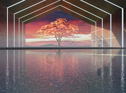 湖中鸳鸯戏水湖中树设计图片