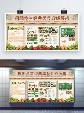 食堂文化展板食堂美食介绍宣传栏展板模板