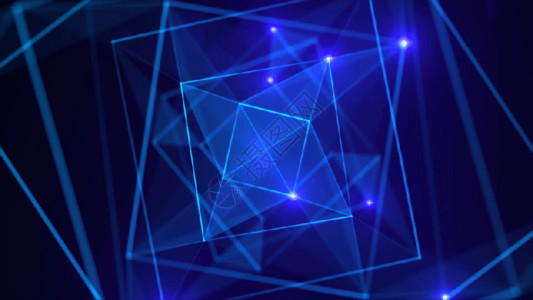 蓝色立方体科技连线背景高清图片