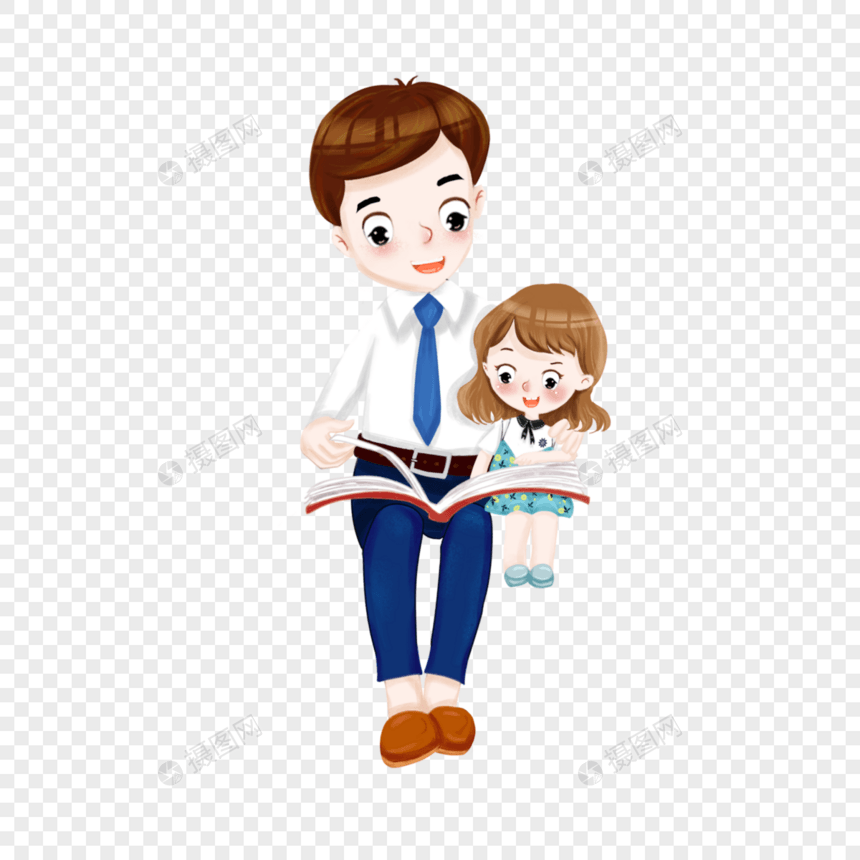爸爸陪女儿看书图片