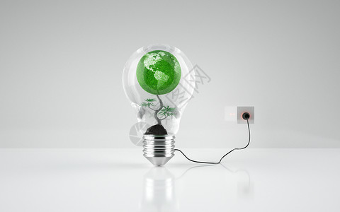 绿色环保地球灯泡高清图片素材