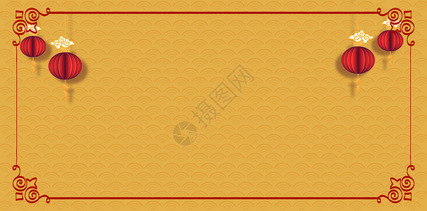 黄色中国风边框中国风边框背景设计图片
