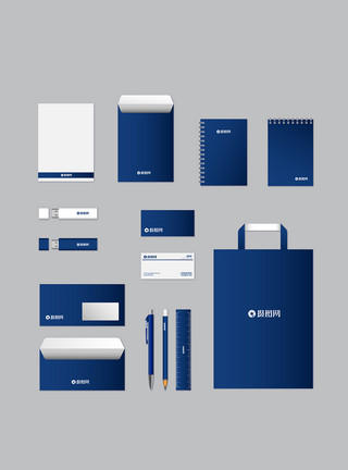 品牌vi设计蓝白商务vi样机整套模板