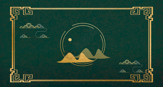 棒棒糖装饰边框中国风墨绿背景设计图片