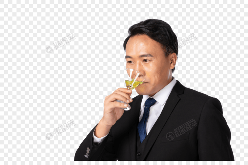 西装男喝香槟图片