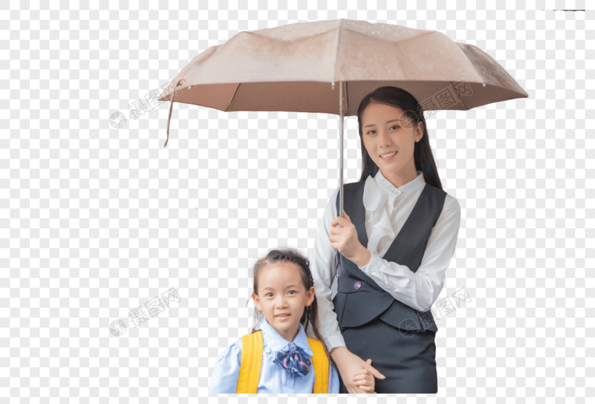 校园母女打伞图片