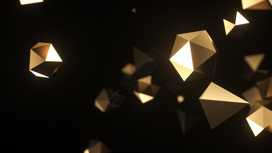 立体漂浮几何图创意黑金背景设计图片