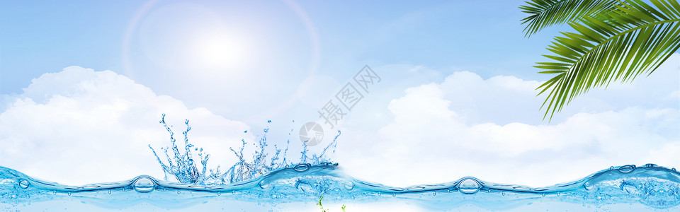 凉爽绿色波尔夏日水波背景设计图片