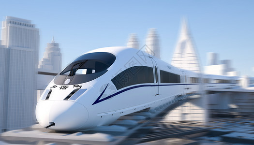 超音速飞机疾驰的高铁场景设计图片