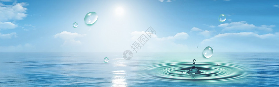 清新蓝色水滴夏季高清图片素材