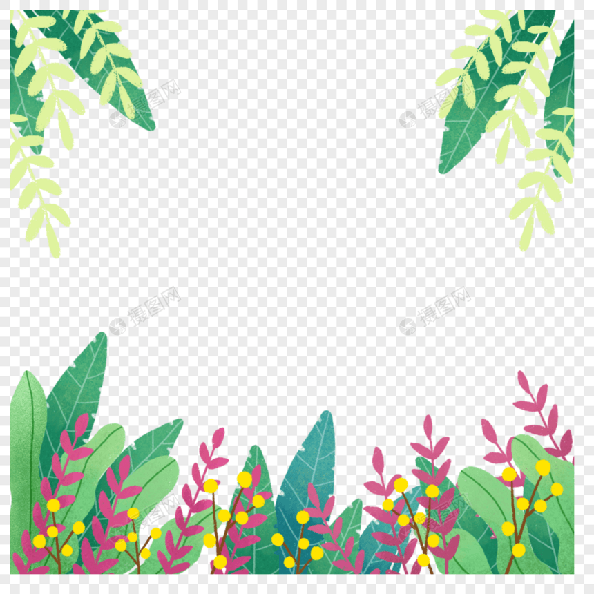 扁平植物花草边框图片