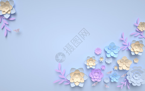 紫色花卉背景清新浮雕花背景设计图片