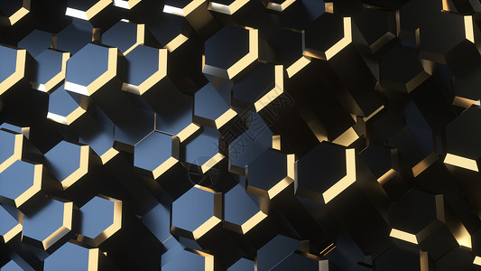 六维立方体创意黑金背景设计图片