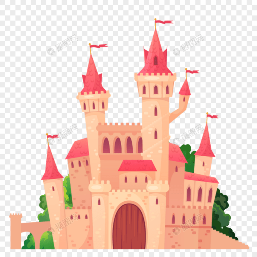 卡通粉顶城堡图片
